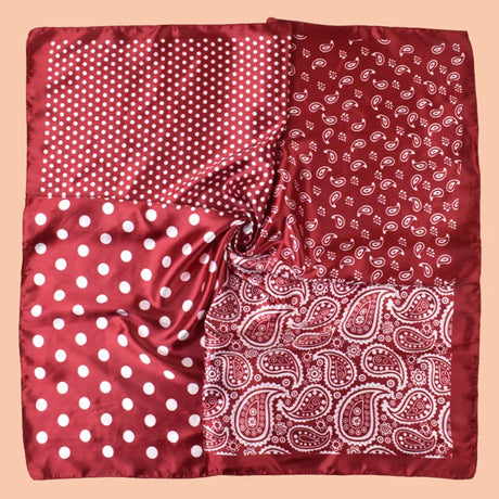 Red Polka Dot Square Twill Silk Scarf Shawl Hijab Bandana