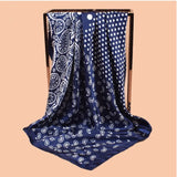Blue Polka Dot Square Twill Silk Scarf Shawl Hijab Bandana