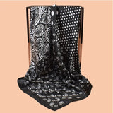Black Polka Dot Square Twill Silk Scarf Shawl Hijab Bandana