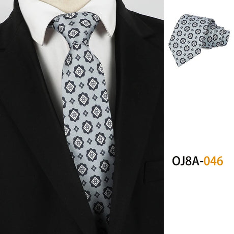 Gray Polyester Floral Classic Print Patterns 8CM Necktie