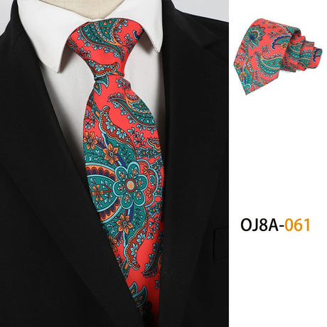 Red Polyester Floral Classic Print Patterns 8CM Necktie