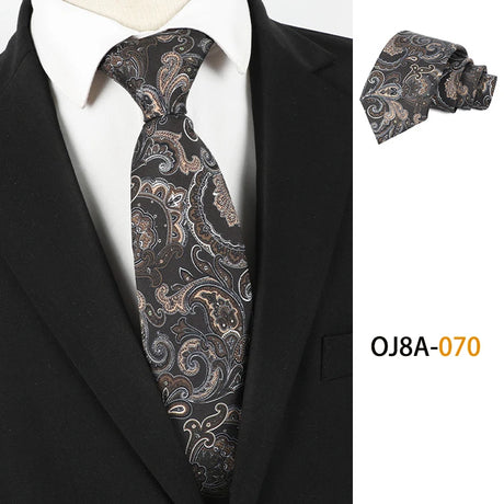 Black Polyester Floral Classic Print Patterns 8CM Necktie