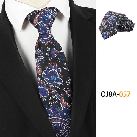Black Polyester Floral Classic Print Patterns 8CM Necktie