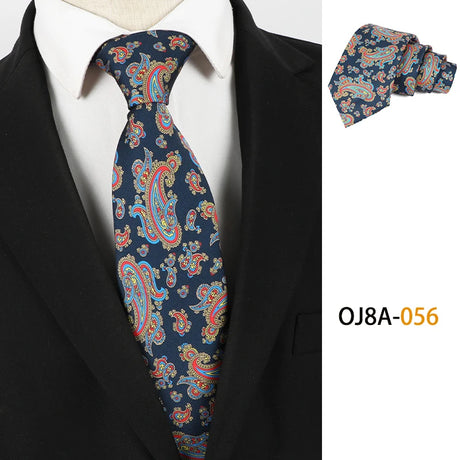 Blue Polyester Floral Classic Print Patterns 8CM Necktie