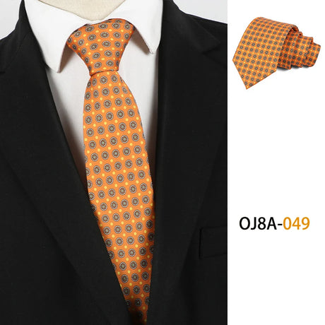 Orange Polyester Floral Classic Print Patterns 8CM Necktie