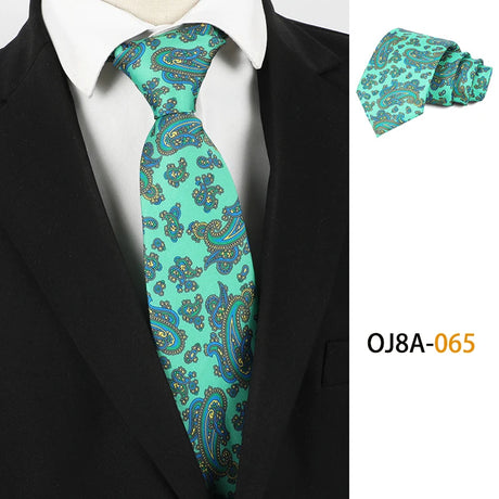 Green Polyester Floral Classic Print Patterns 8CM Necktie