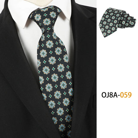 Green Polyester Floral Classic Print Patterns 8CM Necktie