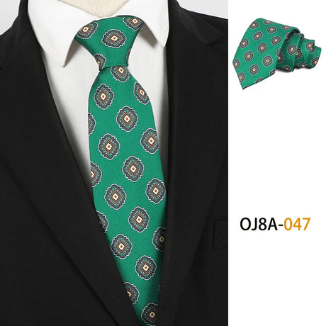 Green Polyester Floral Classic Print Patterns 8CM Necktie