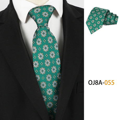 Green Polyester Floral Classic Print Patterns 8CM Necktie