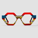 Polygon Acetate Optical Spring Hinge Rainbow Eyeglass red