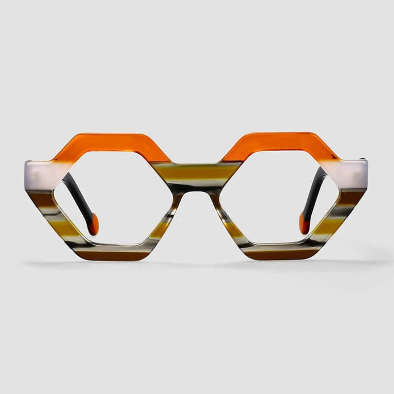 Polygon Acetate Optical Spring Hinge Rainbow Eyeglass orange