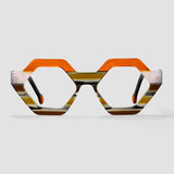 Polygon Acetate Optical Spring Hinge Rainbow Eyeglass orange