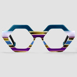 Polygon Acetate Optical Spring Hinge Rainbow Eyeglass blue