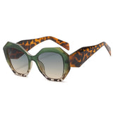 Polygon Oversized Retro Gradient Sunglasses leopard/ green frame