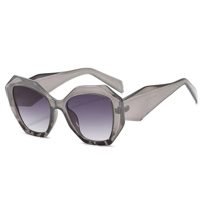 Polygon Oversized Retro Gradient Sunglasses transparent gray