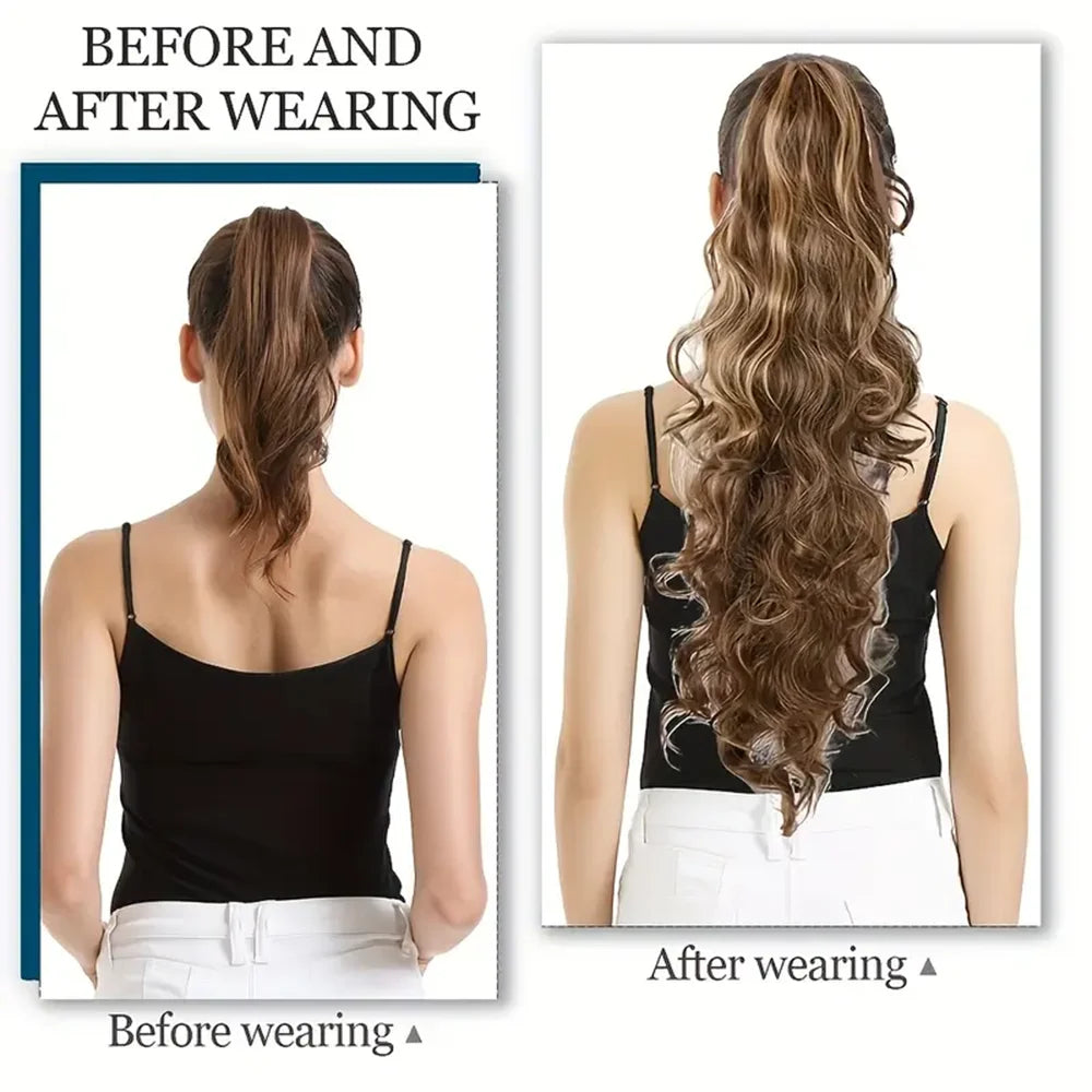 Ponytail Hair 30 Inch Long Wavy Curly Synthetic Wig
