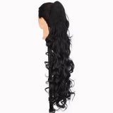 Black Ponytail Hair 30 Inch Long Wavy Curly Synthetic Wig