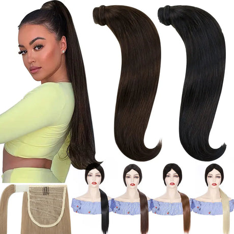 model using Ponytail Hair Extension 28inch