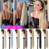 model using Ponytail Hair Extension 28inch