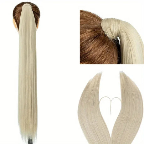 bleach blonde Ponytail Hair Extension 28inch