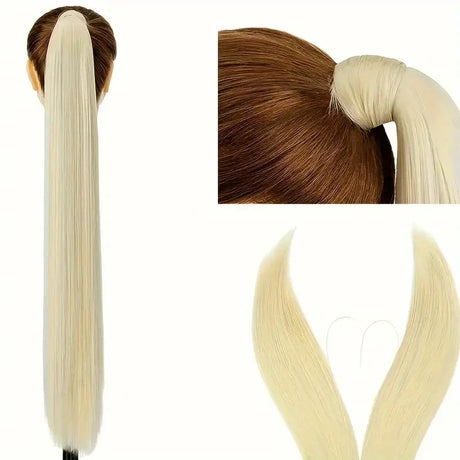bleach blonde Ponytail Hair Extension 28inch