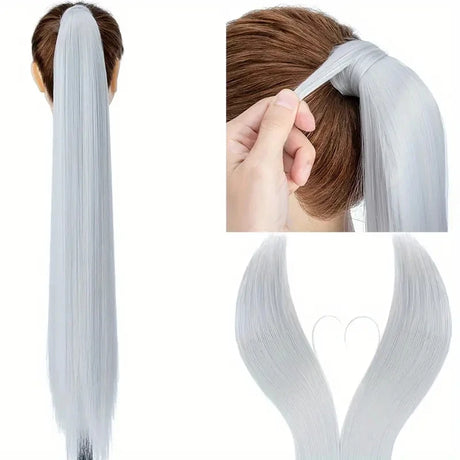 ash grey Ponytail Hair Extension 28inch