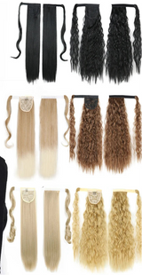 Collection of Ponytail Hair Extension Synthetic Long Straight Wrap