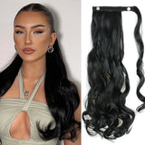 Black Ponytail Hair Extension Synthetic Long Straight Wrap