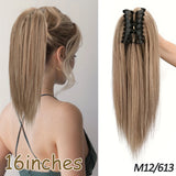 Brown Ponytail Hair Extension Synthetic Long Straight Wrap