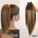 Brown Ponytail Hair Extension Synthetic Long Straight Wrap