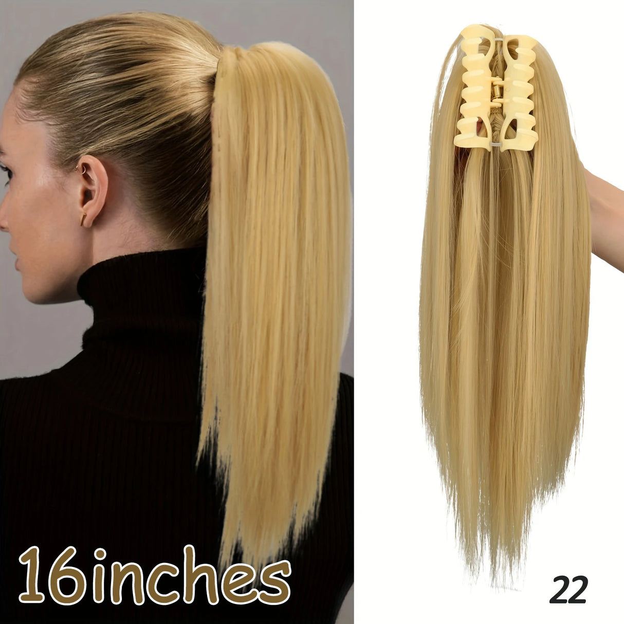 Blonde Ponytail Hair Extension Synthetic Long Straight Wrap