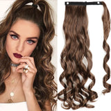 Light Brown Ponytail Hair Extension Synthetic Long Straight Wrap