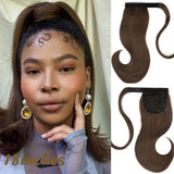 Brown Ponytail Hair Extension Synthetic Long Straight Wrap