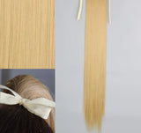 Blonde Ponytail Hair Extension Synthetic Long Straight Wrap