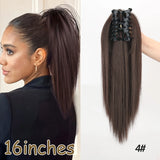 Black Ponytail Hair Extension Synthetic Long Straight Wrap