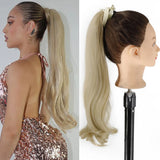 White Ponytail Hair Extension Synthetic Long Straight Wrap