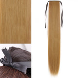 Blonde Ponytail Hair Extension Synthetic Long Straight Wrap