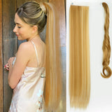 Blonde Ponytail Hair Extension Synthetic Long Straight Wrap