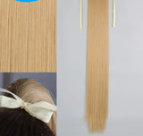 Blonde Ponytail Hair Extension Synthetic Long Straight Wrap