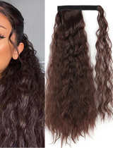 Brown Ponytail Hair Extension Synthetic Long Straight Wrap