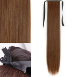 Orange Ponytail Hair Extension Synthetic Long Straight Wrap