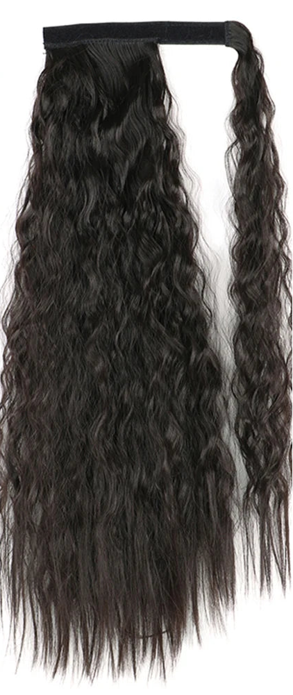 Black Ponytail Hair Extension Synthetic Long Straight Wrap