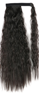 Black Ponytail Hair Extension Synthetic Long Straight Wrap