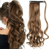 Brown Ponytail Hair Extension Synthetic Long Straight Wrap