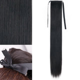 Black Ponytail Hair Extension Synthetic Long Straight Wrap