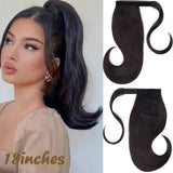 Black Ponytail Hair Extension Synthetic Long Straight Wrap