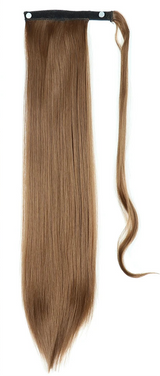 Brown Ponytail Hair Extension Synthetic Long Straight Wrap