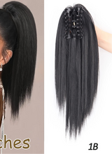 Black Ponytail Hair Extension Synthetic Long Straight Wrap