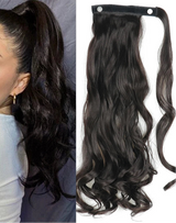 Black Ponytail Hair Extension Synthetic Long Straight Wrap