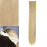 Blonde Ponytail Hair Extension Synthetic Long Straight Wrap